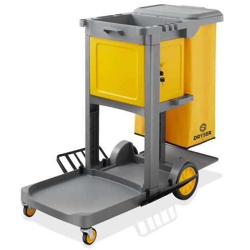 Commercial Janitorial Cleaning Cart with Key-Locking Cabinet